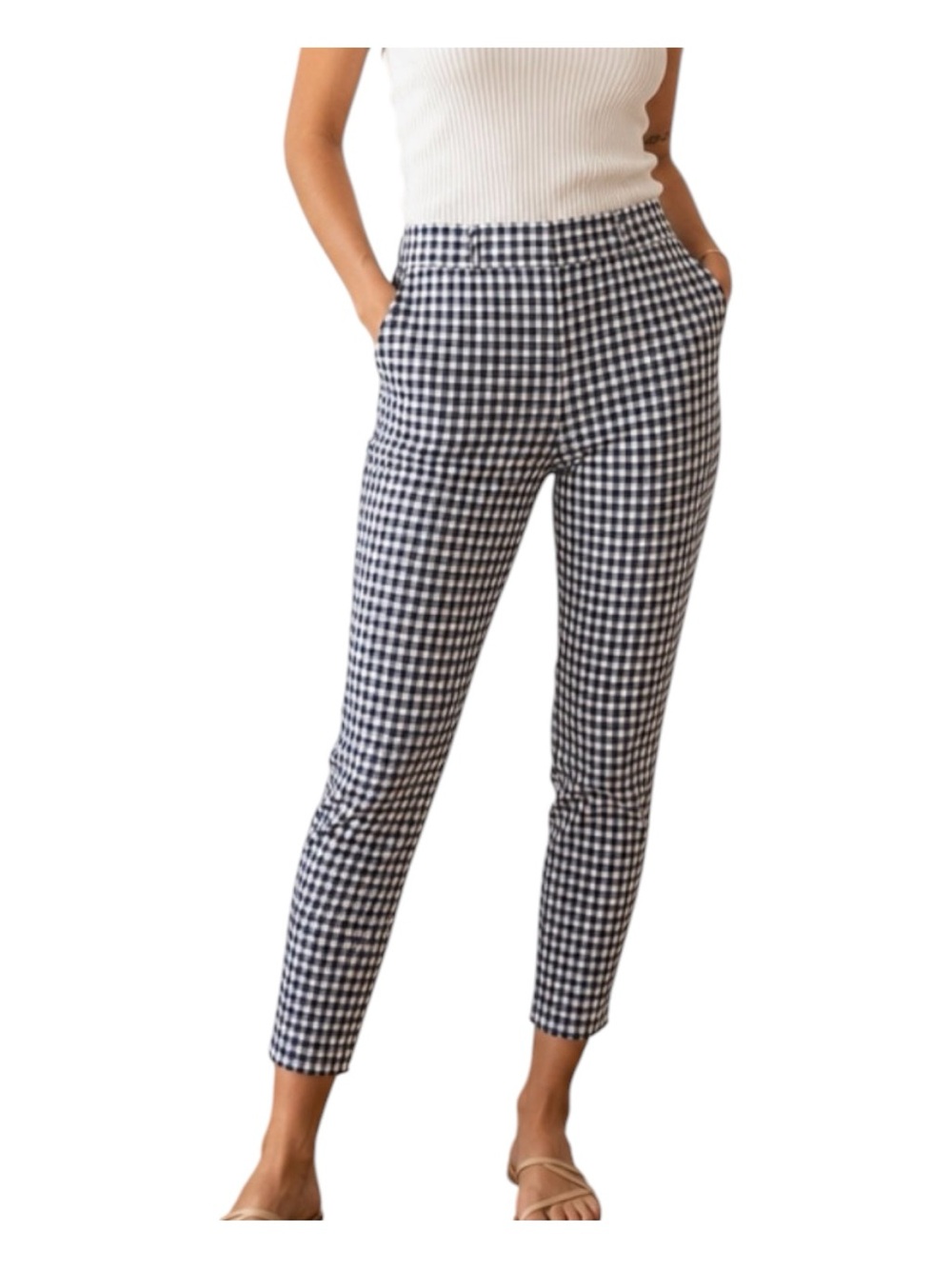 Old Navy Pixie high waisted navy/white Gingham Stretch Pants